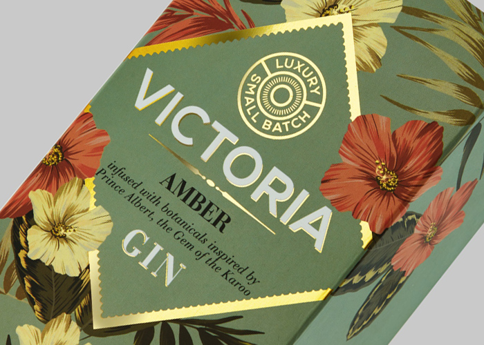 Foil embellished gin packaging