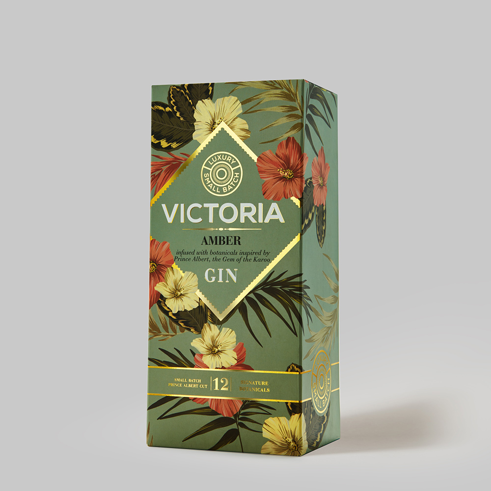 Foil embellished gin packaging