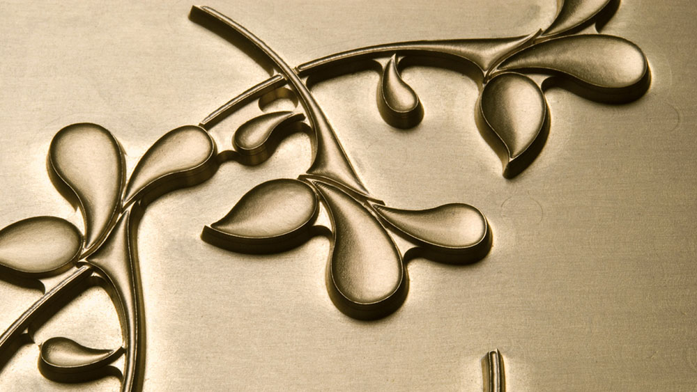 A floral die used in hot stamping print effects