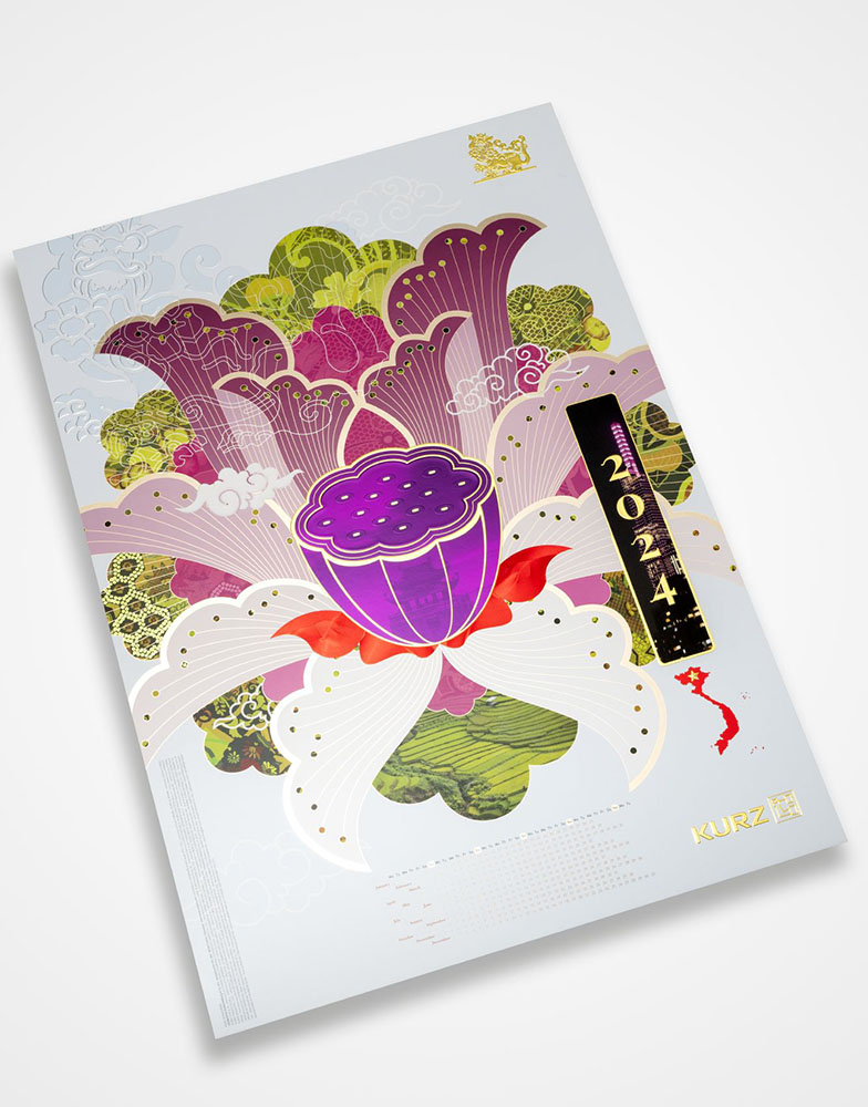 2024 Kurz calendar includes both cold transfer and embossing to offer both visual and tactile appeal